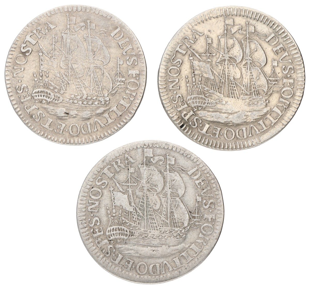 Lot (3) Scheepjesschelling van 6 stuiver. Enkhuizen. 1678. Average VF