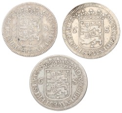 Lot (3) Scheepjesschelling van 6 stuiver. Enkhuizen. 1678. Average VF