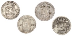 Lot (4) Scheepjesschelling van 6 stuiver. 1722, 1788, 1790 & 1791. Average VF