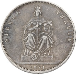 German states. Prussia. Wilhelm I. Thaler. 1871 A. VF +