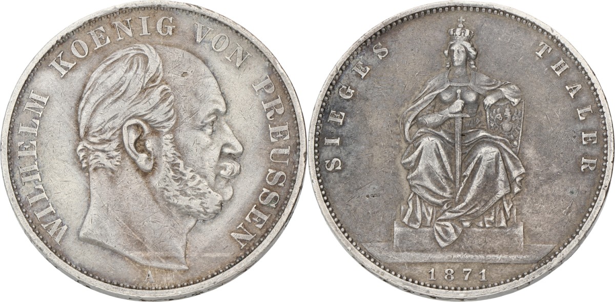 German states. Prussia. Wilhelm I. Thaler. 1871 A. VF +