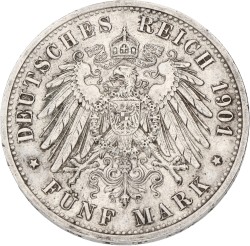German states. Prussia. Wilhelm II. 5 Mark - 200th anniversary of the kingdom. 1901. VF +