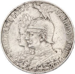 German states. Prussia. Wilhelm II. 5 Mark - 200th anniversary of the kingdom. 1901. VF +