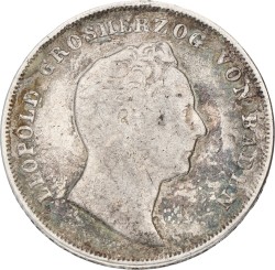 German states. Baden. Leopold I. 1 Gulden. 1844. F +
