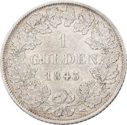 German states. Württemberg. Wilhelm I. 1 Gulden. 1843. VF +