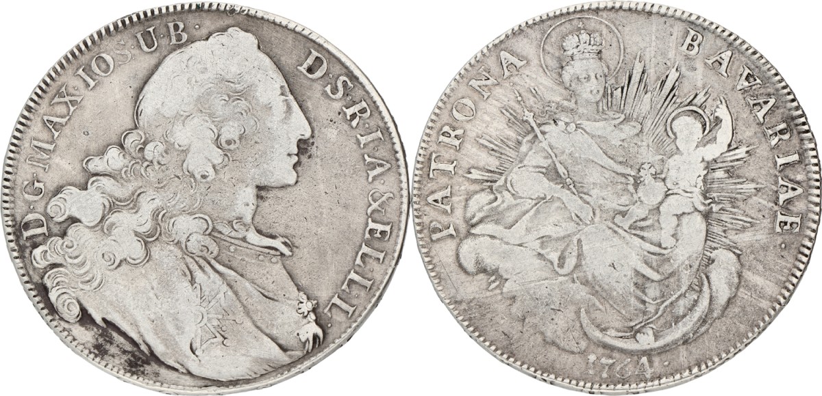 German states. Bavaria. Maximilian III Joseph. Thaler. 1764. VF -