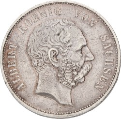 German states. Saxony. Albert. 5 Mark. 1895 E. VF +