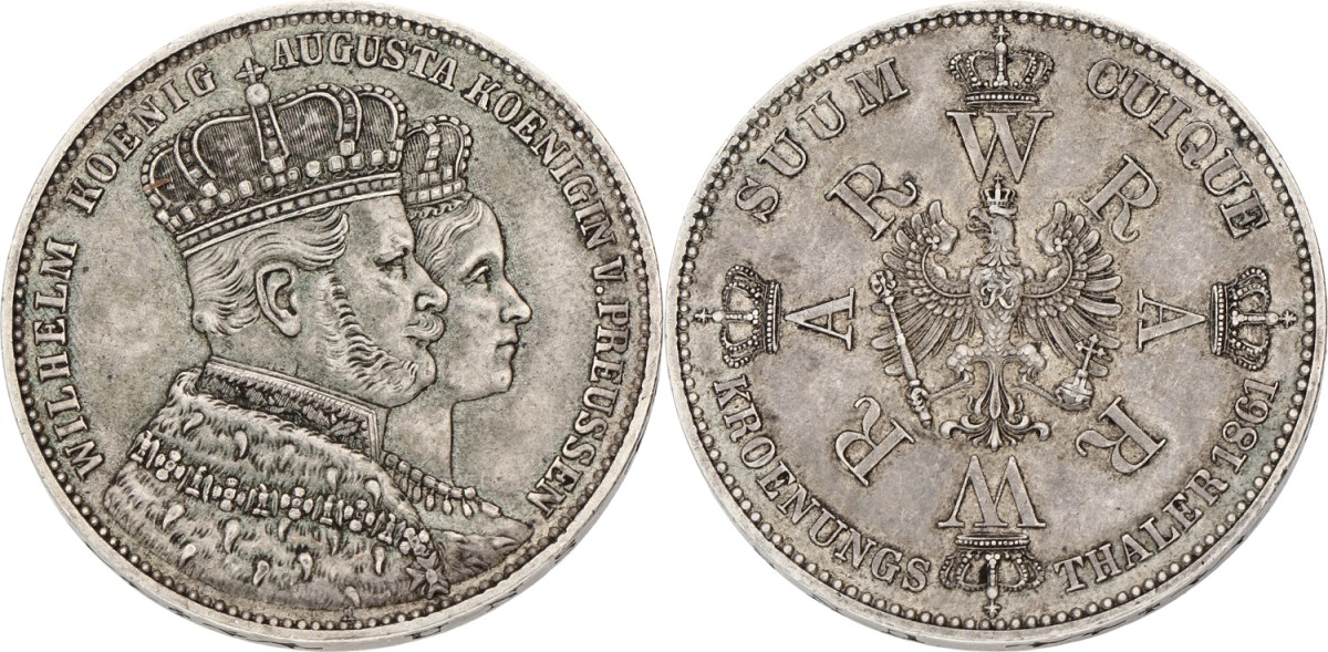 German states. Prussia. Wilhelm I. Thaler. 1861. XF