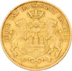 German states. Hamburg. 10 Mark. 1898 J. XF