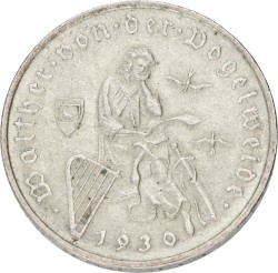 Germany. Weimar republic. 3 Mark - Vogelweide. 1930. XF +