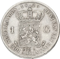 1 Gulden. Willem I. 1820 U. VF +