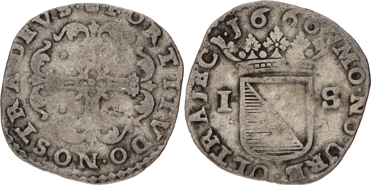 Stuiver. Utrecht stad. 1666. VF -