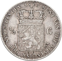 ½ Gulden. Willem III. 1863. VF +
