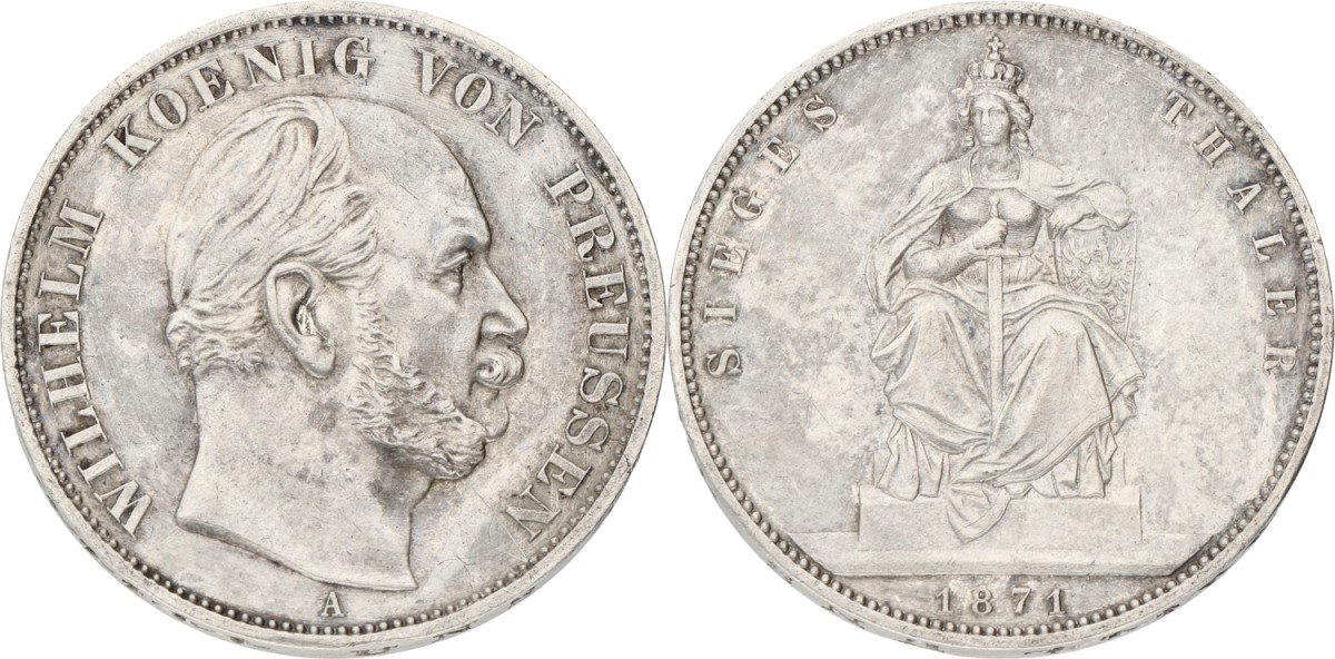 German states. Prussia. Wilhelm I. Thaler. 1871 A. XF
