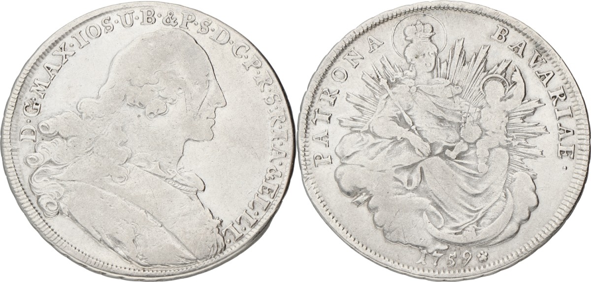 German states. Bavaria. Maximilian III Joseph. Thaler. 1759. F -
