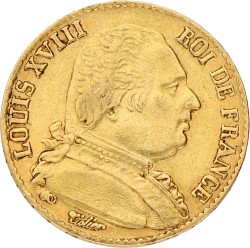 France. Second kingdom. Louis XVIII. 20 Francs. 1814 A. VF +