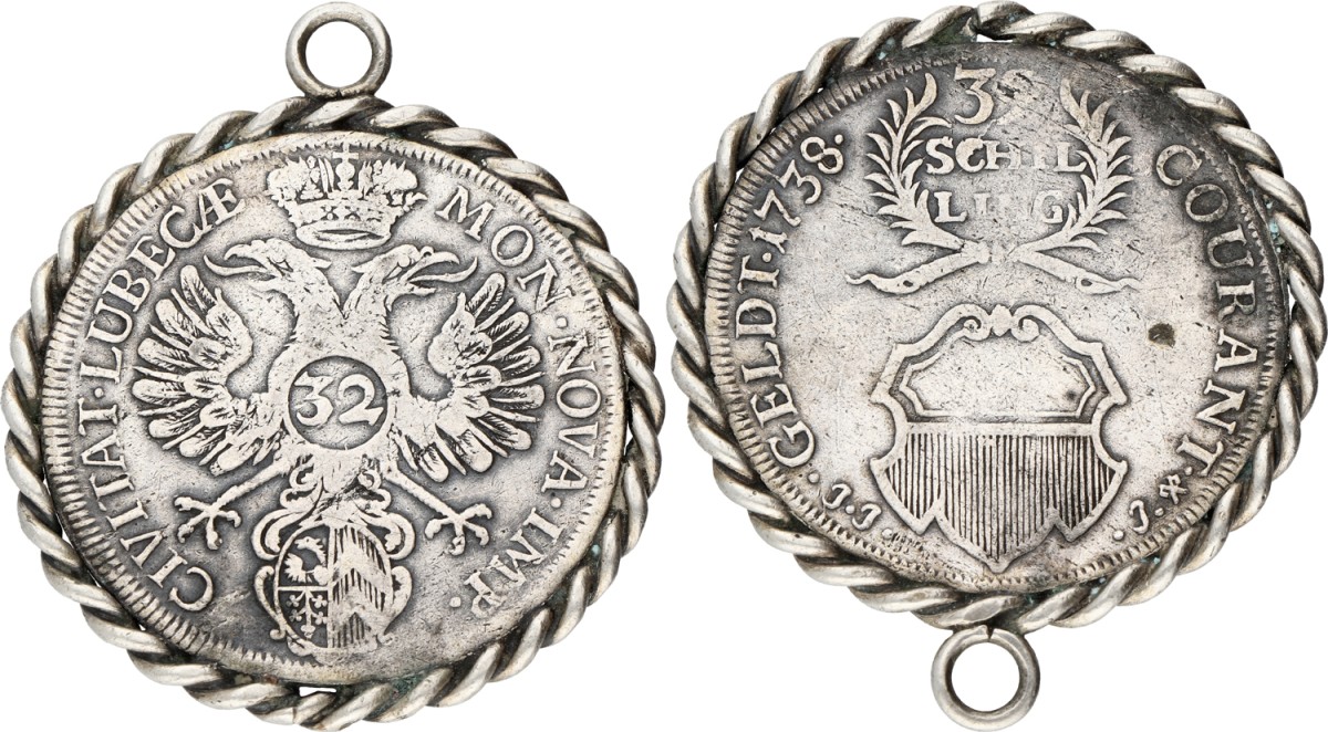 German states. Lubeck. 32 Schilling. 1738. F +