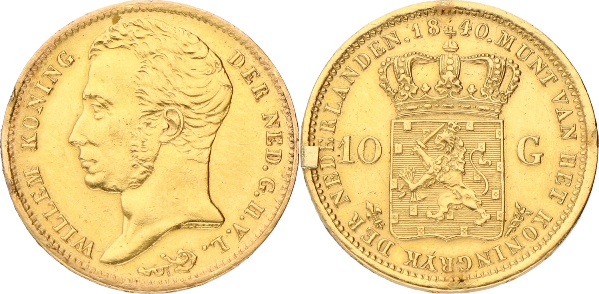 10 gulden. Willem I. 1840. VF +