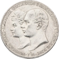 German states. Mecklenburg-Schwerin. Friedrich Franz IV. 5 Francs. 1904 A. VF +