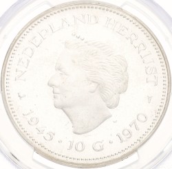 10 gulden - 25th anniversary of liberation. Juliana. 1970. PL 66.