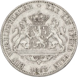 German states. Nassau. Adolph. Thaler. 1863. VF