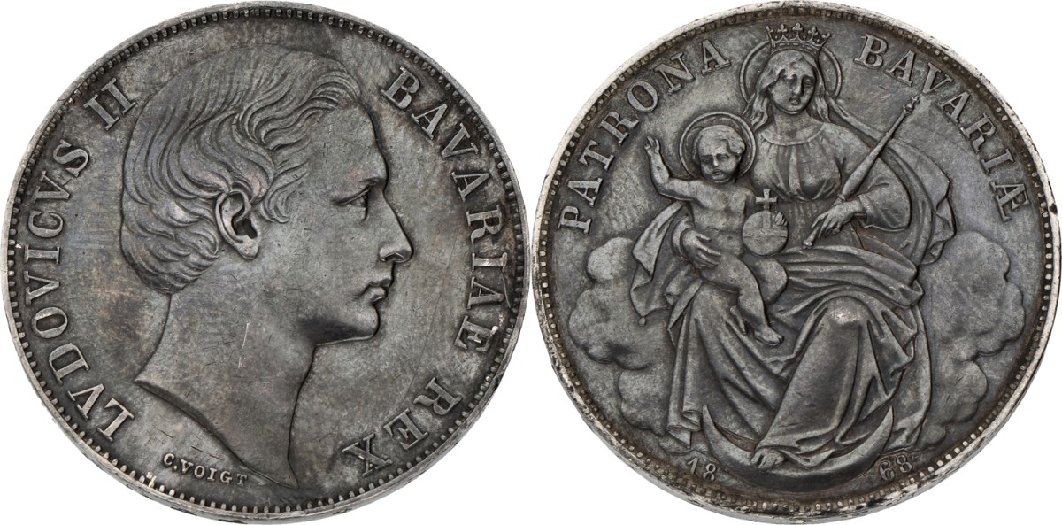 German states. Bavaria. Lüdwig II. Thaler. 1868. VF / XF
