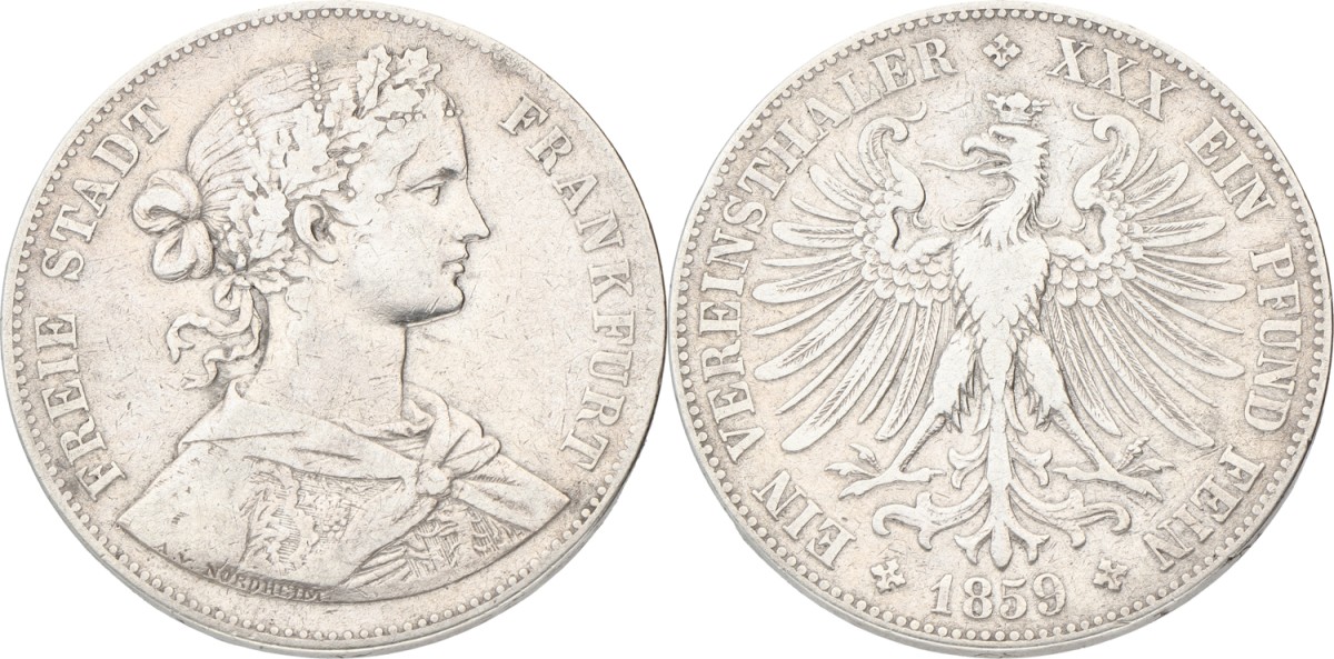 German states. Frankfurt. Thaler. 1859. F +
