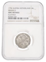 Belgium. Austrian Netherlands. Franz II. Plaket or 14 Liards. 1794. UNC details