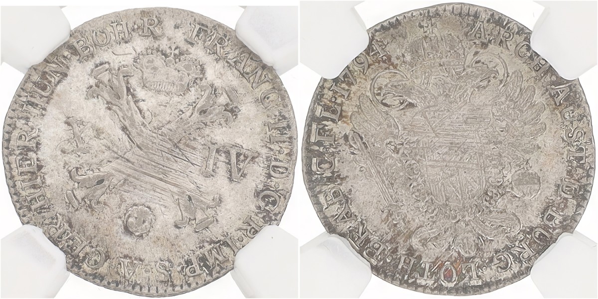 Belgium. Austrian Netherlands. Franz II. Plaket or 14 Liards. 1794. UNC details