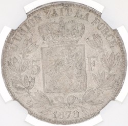 Belgium. Leopold II. 5 Francs. 1870. MS 61