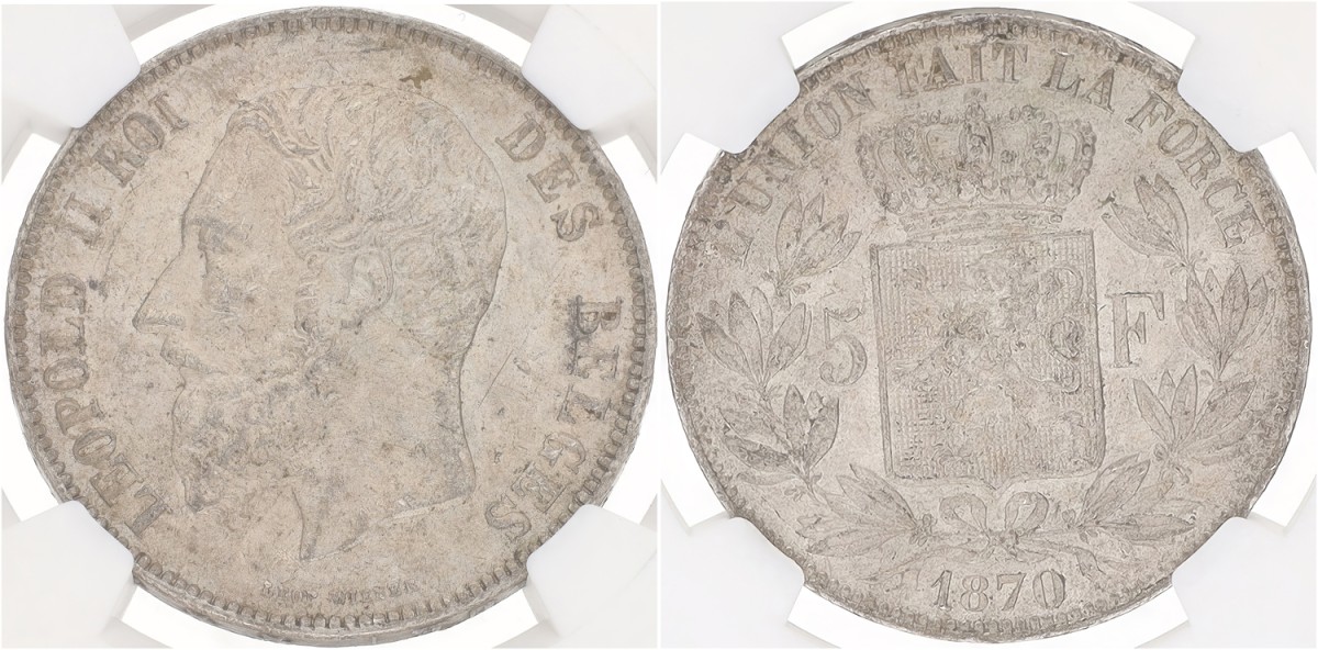 Belgium. Leopold II. 5 Francs. 1870. MS 61