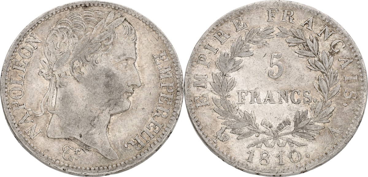 France. Napoleon I. 5 Francs. 1810 A. VF