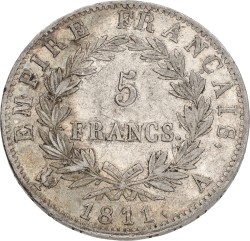 France. Napoleon I. 5 Francs. 1811 A. VF +