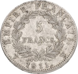 France. Napoleon I. 5 Francs. 1811 W. VF / XF