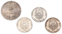 German States. Mixed. Lot (4) 2 Mark & 2 Gulden. Average VF