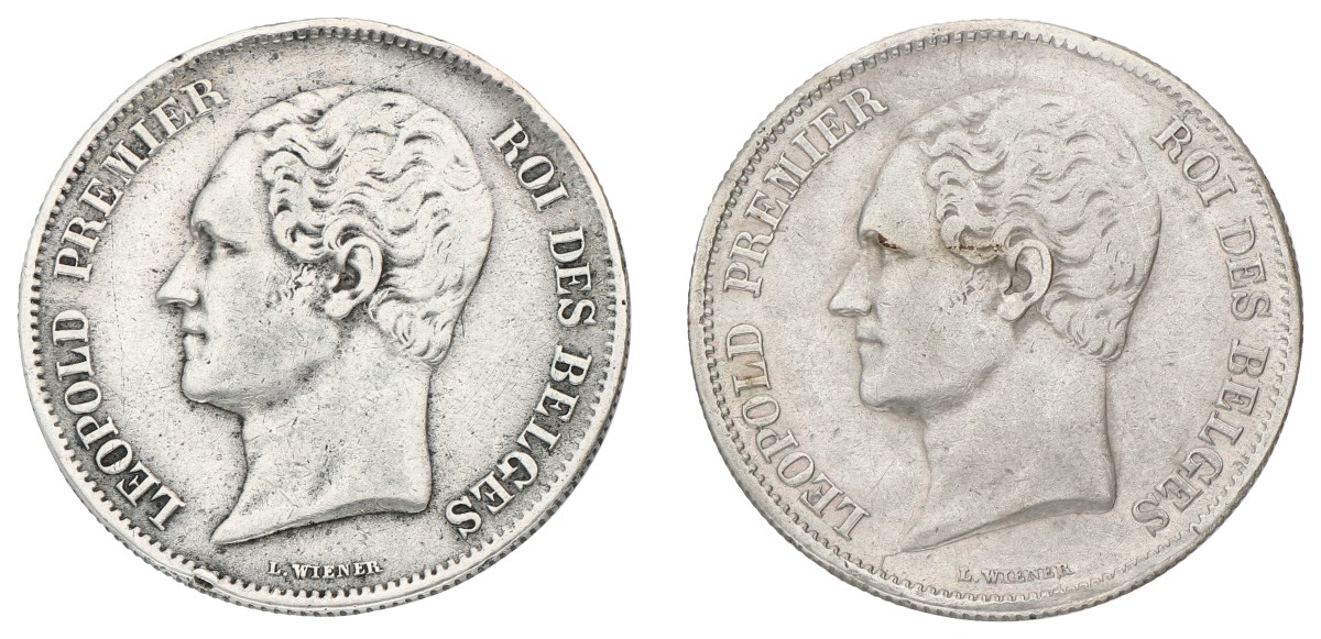 Belgium. Leopold I. Lot (2) 2½ Francs. 1849. Average VF