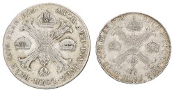 Belgium. Francis II & Joseph II. Lot (2) ½ & 1 Kronenthaler. 1789 & 1794. Average F