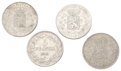 Belgium. Leopold I. Lot (4) 5 Francs. Average VF
