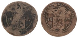 Lot (2) 2½ Cent - P IV & K VIII. Nederlands-Indië. 1857. Average F