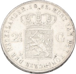 2½ Gulden. Willem III. 1853/52. VF