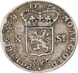 Halve generaliteitsgulden van X stuiver. V.O.C. (Utrecht). 1786. F +