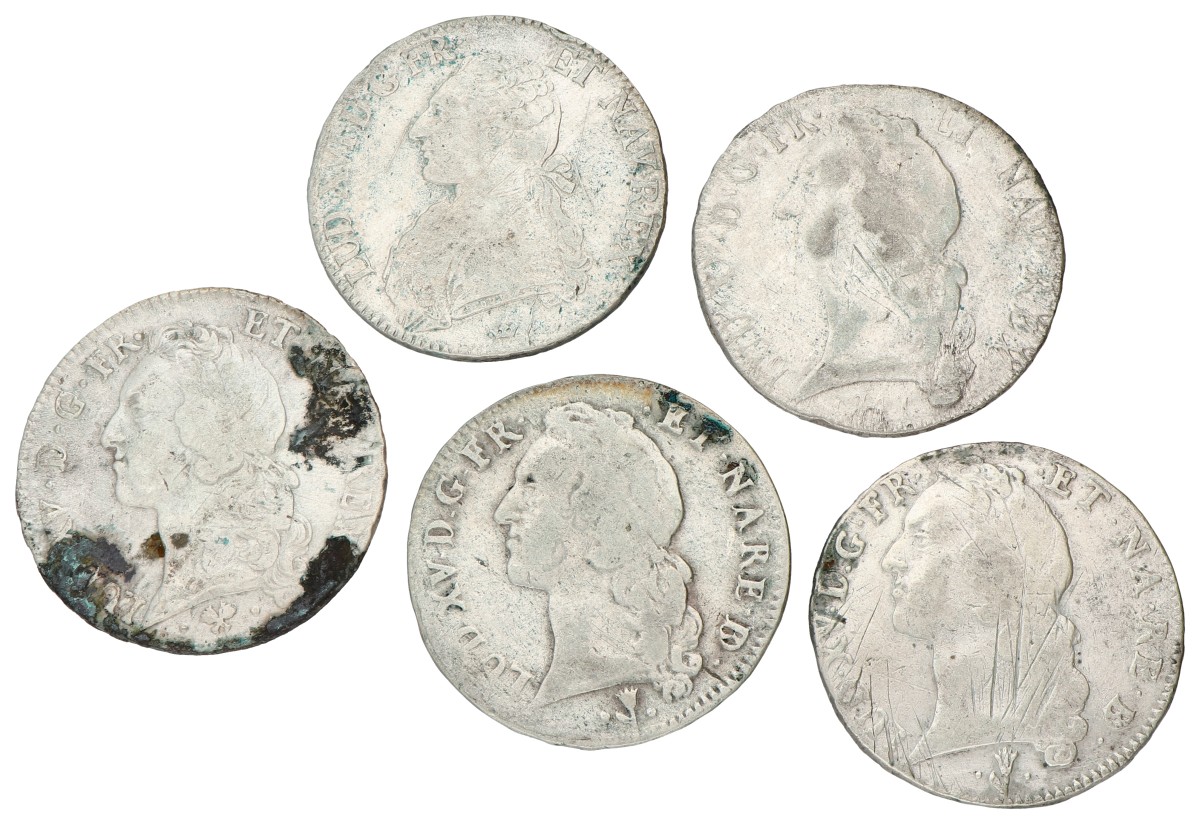 France. Louis XV & XVI. Lot (5) Écu. Average F