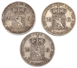 Lot (3) 2½ Gulden. Willem III. Average VF