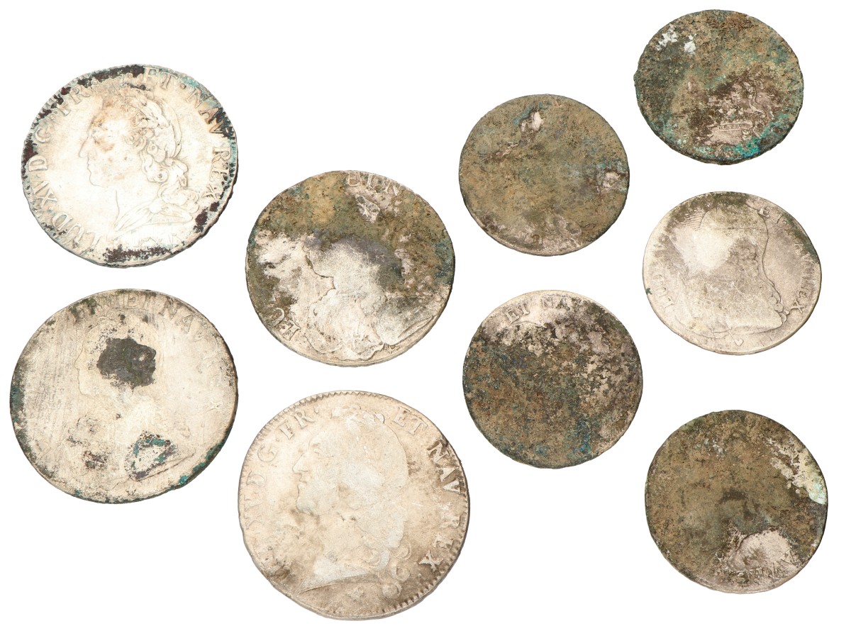 France. Louis XV & XVI. Lot (9) ½ & 1 Écu. Average F