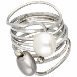 Lot van een Italiaanse design ring en Shiné spang collier met hanger - 925/1000.