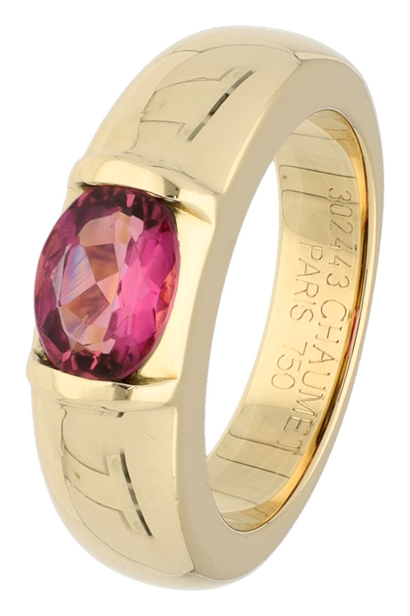 Chaumet 18K geelgouden Gioia ring bezet met ca. 1.02 ct. toermalijn
