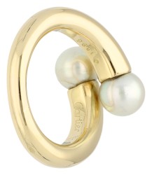 Vintage Cartier 18K geelgoud parel Bypass ring