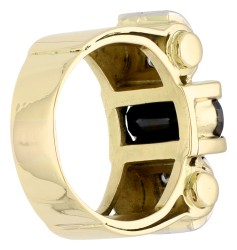 18K geelgouden tankring bezet met ca. 4.93 ct saffier en diamanten 