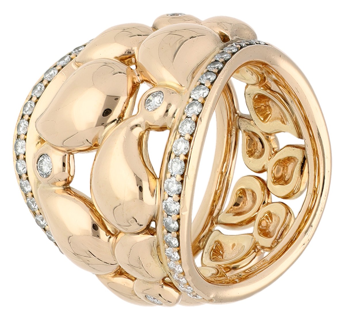 Tamara Comolli Signature Lace 18K roségouden ring bezet met diamant