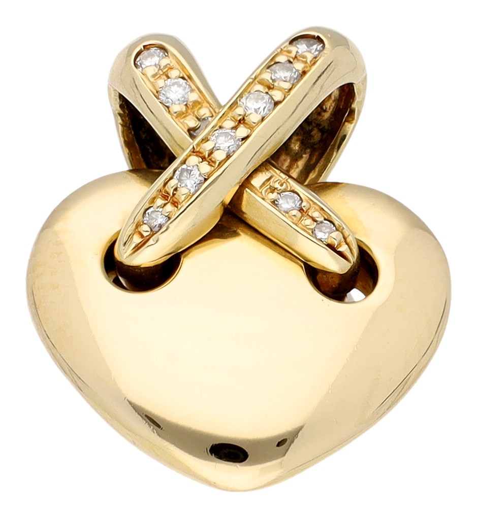 Chaumet 18K geelgouden Link hart hanger bezet met ca. 0.03 ct. diamant